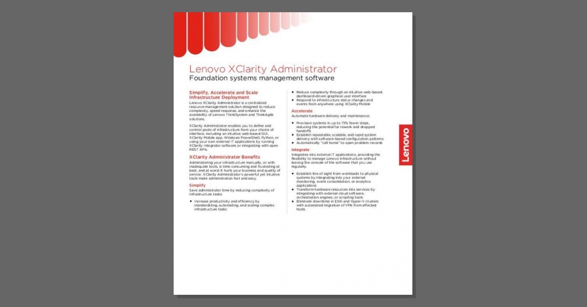 Lenovo XClarity: Foundational Systems Management Software