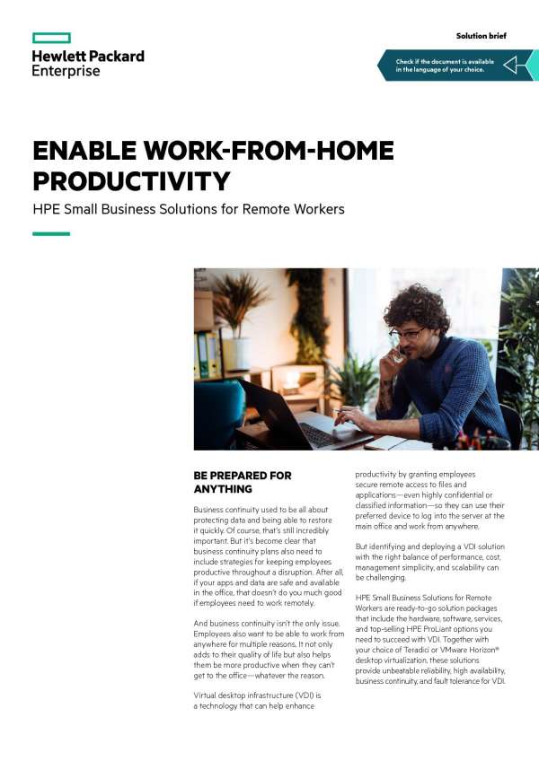 Enable Work-From-Home Productivity: HPE Small Business Solutions for Remote Workers