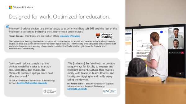 These customer stories from Microsoft showcases how Microsoft Surface devices can reshape the educational experience. Dive into testimonials from leading universities, exploring the transformative potential of Surface devices, optimized for education.  Click on the links to read the entire story. It's clear that Surface devices are the path forward for integrating Microsoft's powerful AI capabilities into Higher Ed. Contact us today for more information on Surface devices for Higher Education.