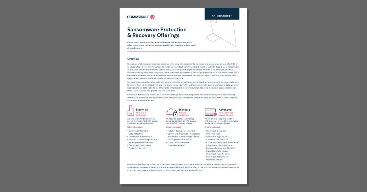 Ransomware Protection & Recovery Offerings