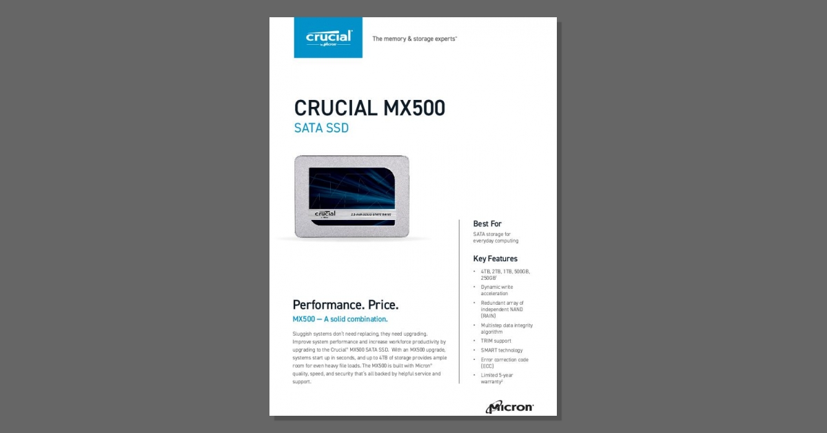 udstrømning Klæbrig Faciliteter Crucial MX500 SATA SSD