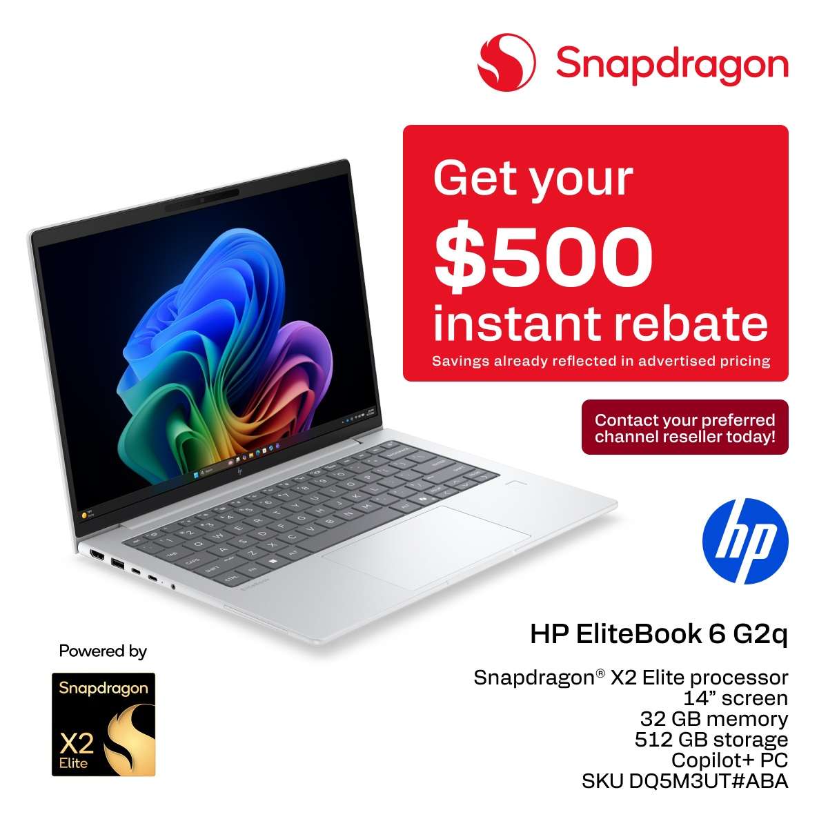 HP EliteBook 6 G1q $500 Instant Rebate